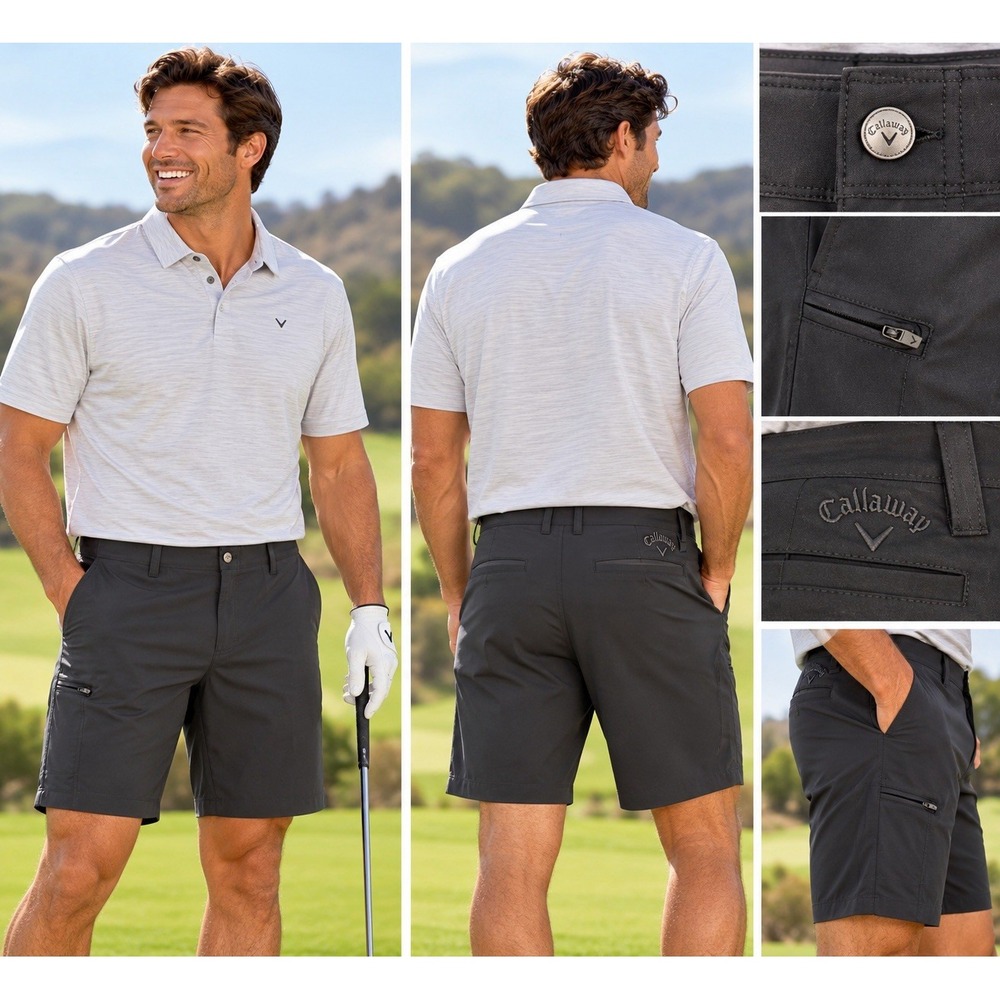 Callaway Golf Shorts Mens 40 Black Opti Dri Stretch Cargo UPF 50 NWT